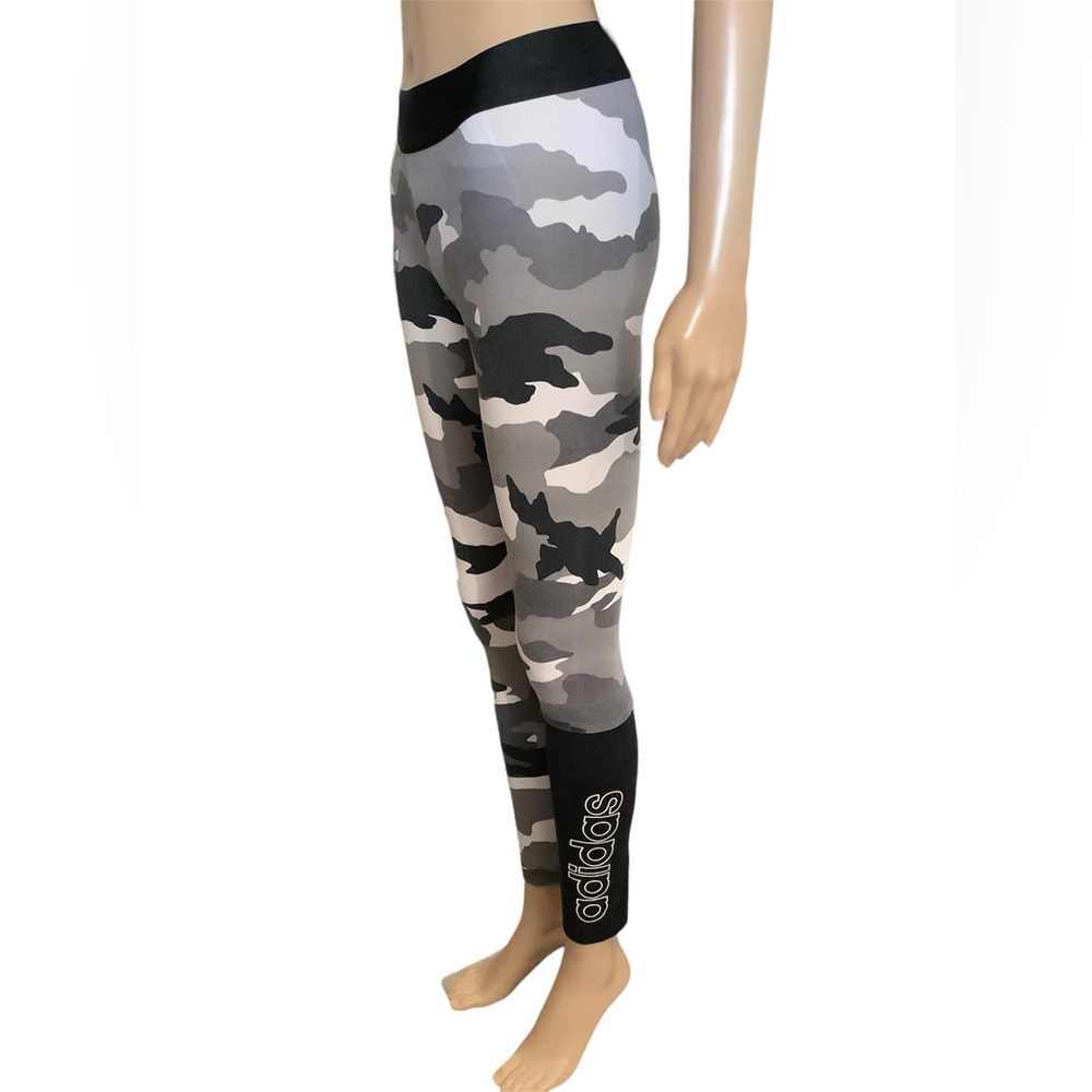 Adidas Climalite Fast & Confident Camo Print Leggings XS black gray white